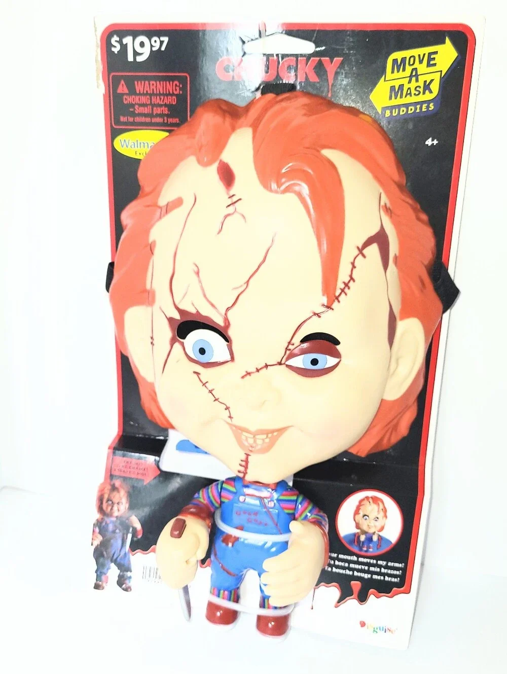 NWT Chucky Mask Move-A-Mask Kid To Adult Halloween Costume Child's Play One Size